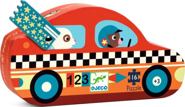 DJECO The Racing Car 16pc Silhouette Mini Jigsaw Puzzle