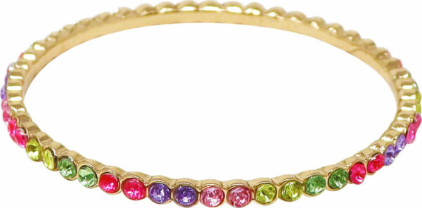 Rainbow Sparkling Gemstone Gold Metal Bangle