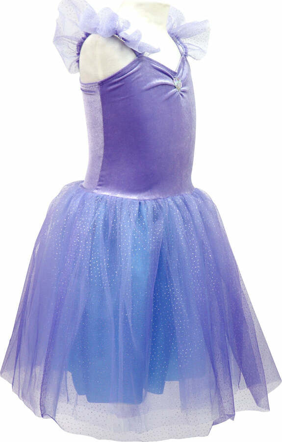 Princess Violet Velvet Dress with Tulle Skirt (Size 5-6)