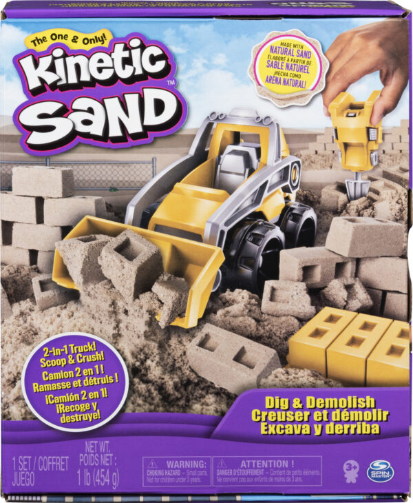 Kinetic Sand, Dig & Demolish Playset with 1lb and Toy Truck, Play Sand Sensory Toys for Kids Ages 3 and up