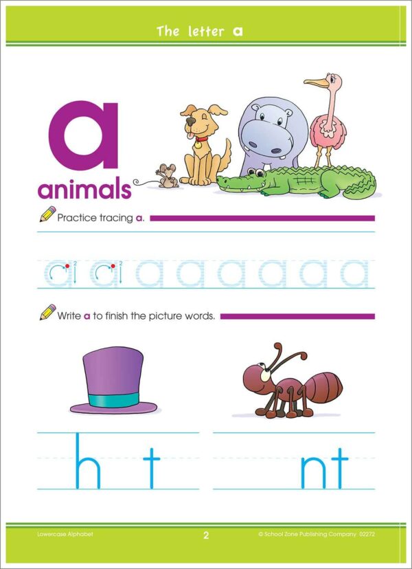 Lowercase Alphabet Preschool Workbook (64 Pages)