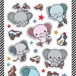 Stickers - Puffy Skating Elephants