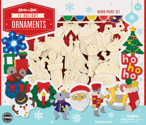 12 Holiday Ornaments - Holiday Wood Paint Set