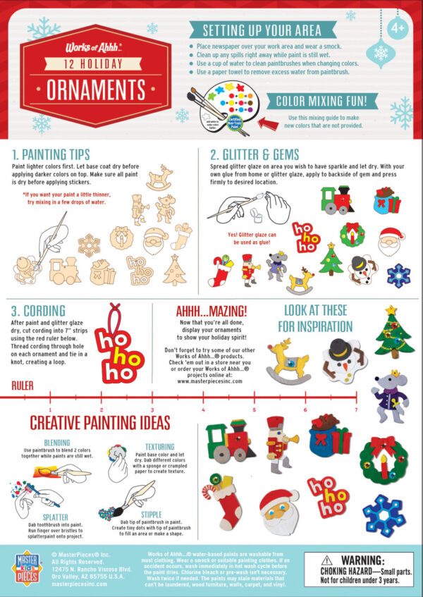 12 Holiday Ornaments - Holiday Wood Paint Set