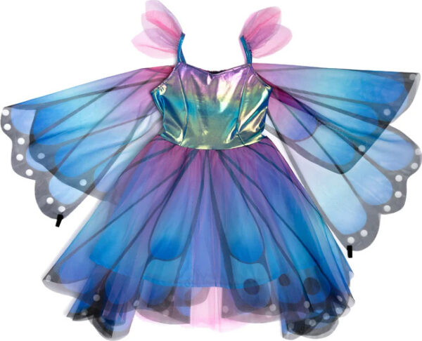 Blue Butterfly Twirl Dress with Wings and Headband (Size 5-6)