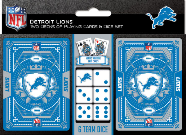 Detroit Lions NFL 2-pack Playing Cards and Dice Set
