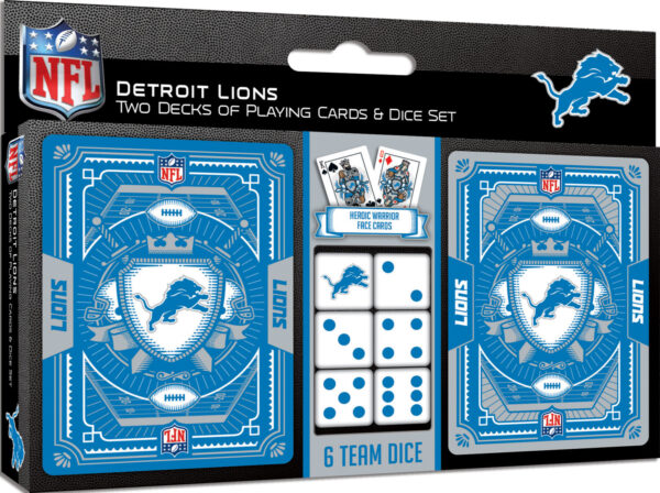 Detroit Lions NFL 2-pack Playing Cards and Dice Set