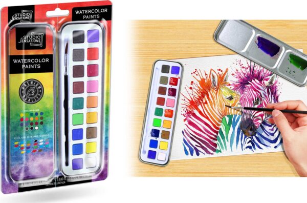 Watercolor Pan and Brush Set