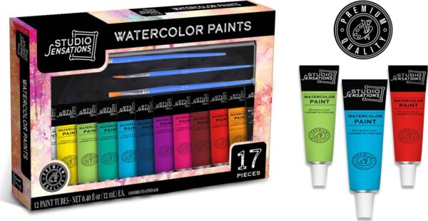 17pc Watercolor Paint and Brush Set